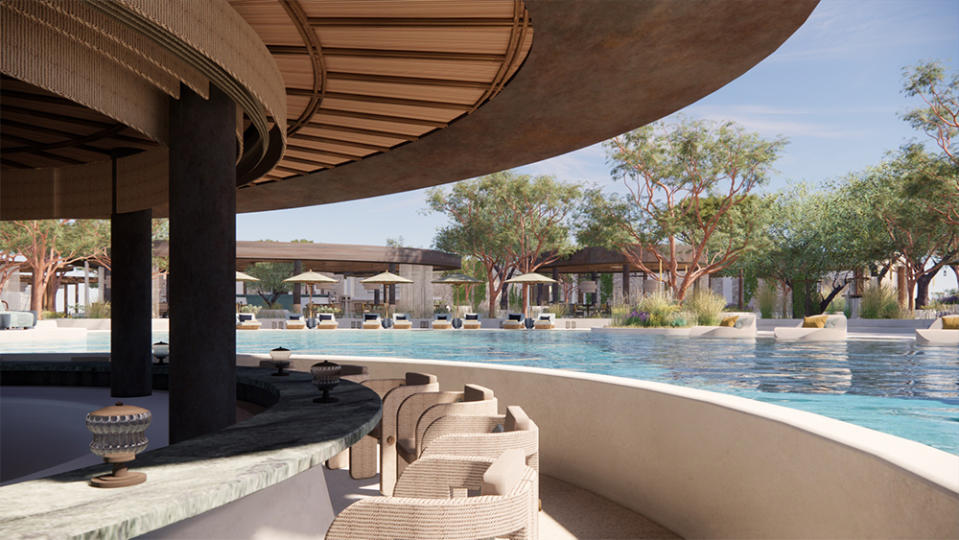 Pool bar at Mandarin Oriental, Costa Navarino - Credit: Mandarin Oriental