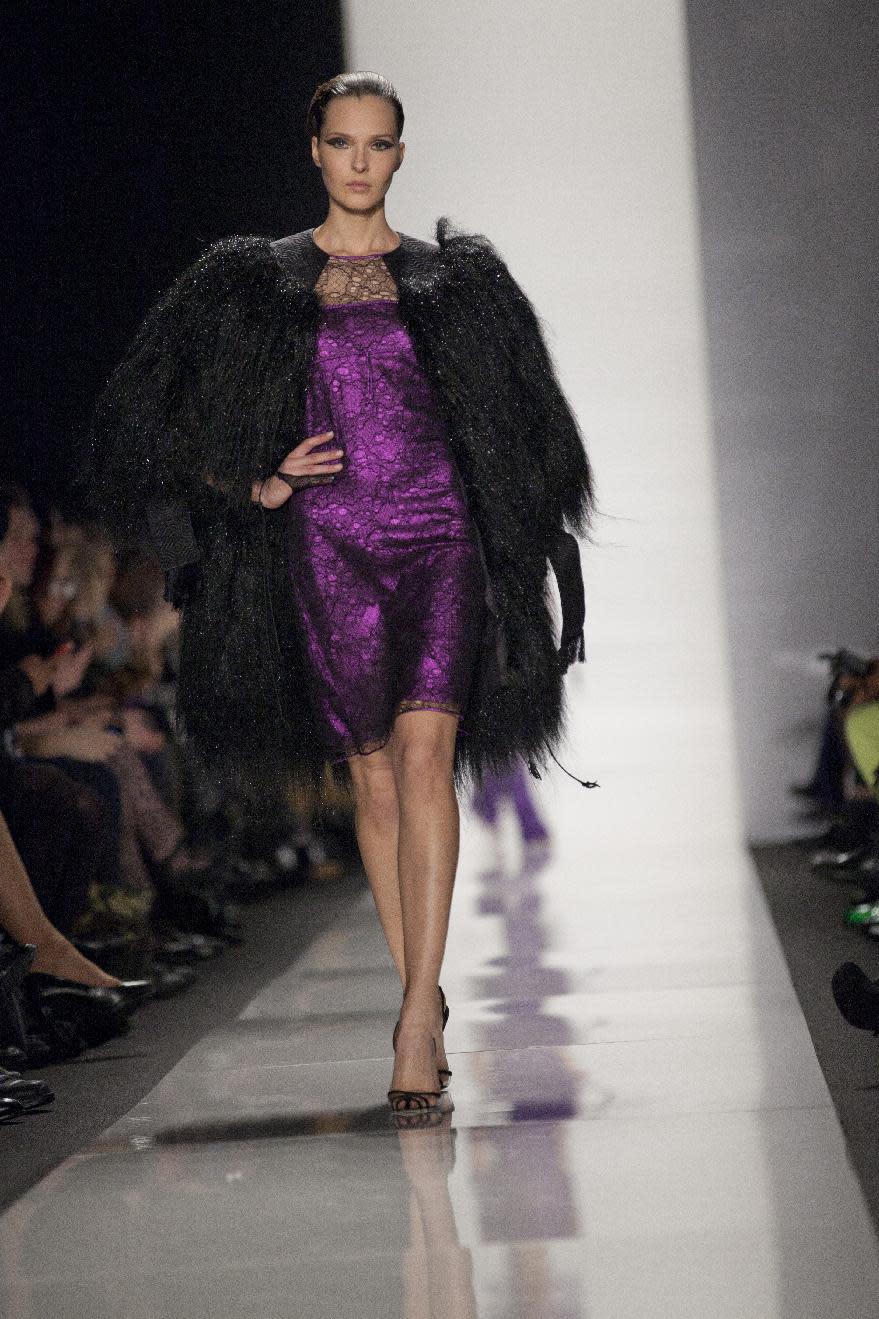 A model walks the runway during the Ralph Rucci Fall 2013 fashion show during Fashion Week, Sunday, Feb. 10, 2013, in New York. (AP Photo/Karly Domb Sadof)