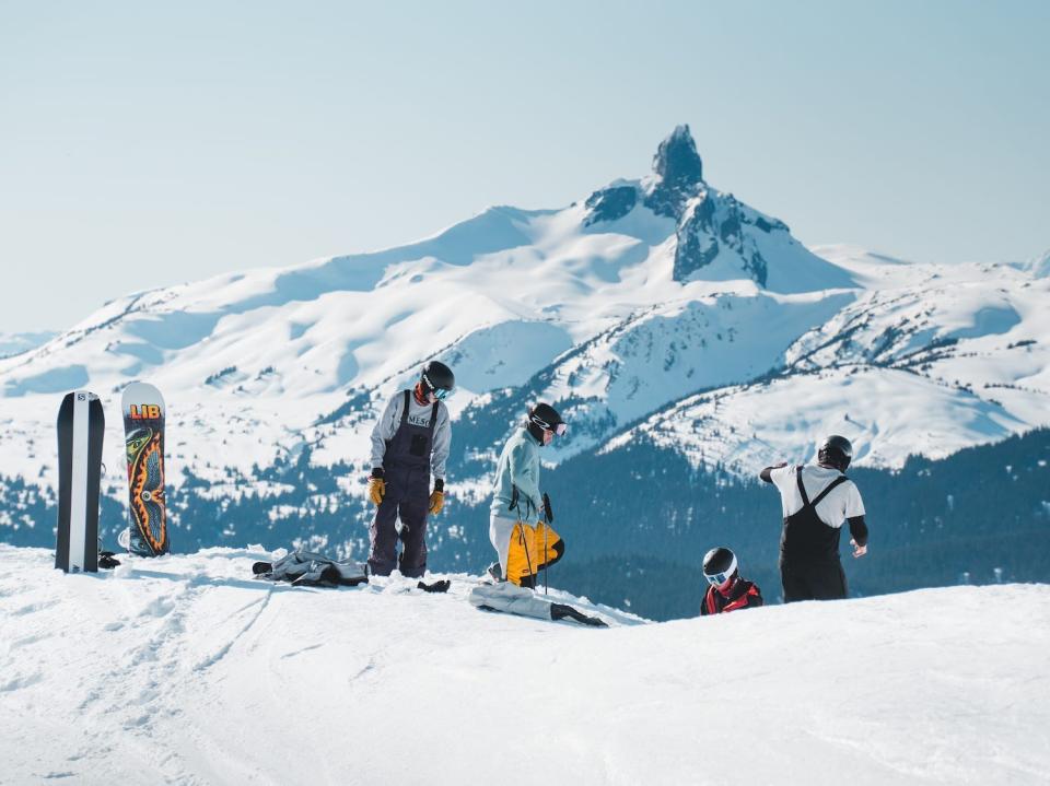 A group of snowboarders in Whistler, Canada.