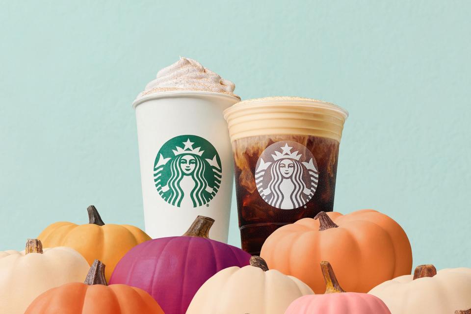 Starbucks pumpkin spice latte and cold brew