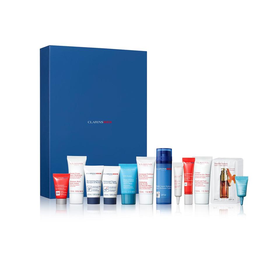 <p><a class="link " href="https://www.clarins.co.uk/men-s-12-day-self-care-advent-calendar/80098735.html" rel="nofollow noopener" target="_blank" data-ylk="slk:SHOP NOW;elm:context_link;itc:0;sec:content-canvas">SHOP NOW</a></p><p>There are some very sensible skincare staples in Clarins' calendar this year. The <a href="https://www.esquire.com/uk/style/grooming/g28273671/spf-moisturiser-mens/" rel="nofollow noopener" target="_blank" data-ylk="slk:spf moisturiser;elm:context_link;itc:0;sec:content-canvas" class="link ">spf moisturiser</a> is a must, no matter the weather, while the brand's classic Energizing Eye Gel is sure to come in handy the morning after the office party. </p><p>£64.99, clarins.com</p>