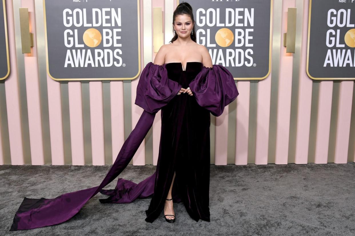 BEVERLY HILLS, CALIFORNIA - JANUARY 10: Selena Gomez attends the 80th Annual Golden Globe Awards at The Beverly Hilton on January 10, 2023 in Beverly Hills, California. (Photo by Jon Kopaloff/Getty Images)