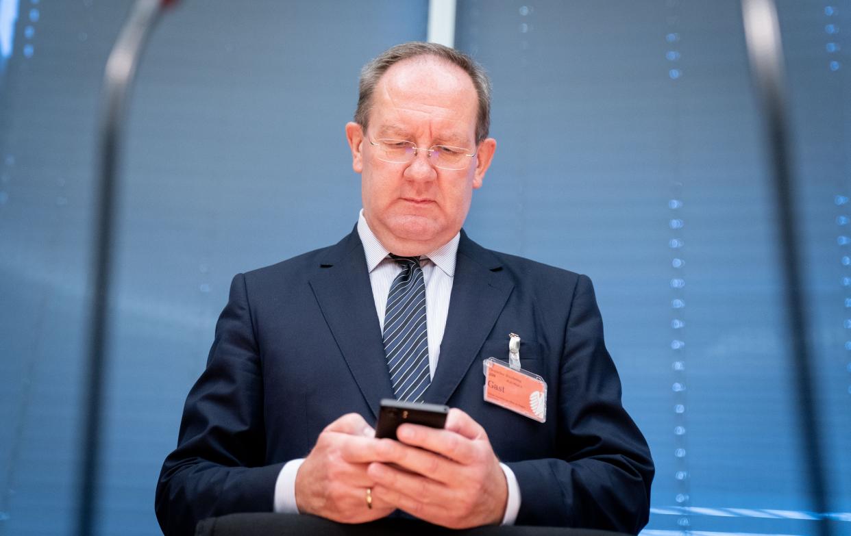 01 September 2020, Berlin: Felix Hufeld, President of the Federal Financial Supervisory Authority (BaFin), attends the special session of the Finance Committee in the Bundestag. In June, the now insolvent payment service provider Wirecard had granted air bookings of 1.9 billion euros. The central questions are when exactly the government knew of irregularities, whether it did not do enough about them. The opposition is considering a committee of inquiry. Photo: Kay Nietfeld/dpa (Photo by Kay Nietfeld/picture alliance via Getty Images)