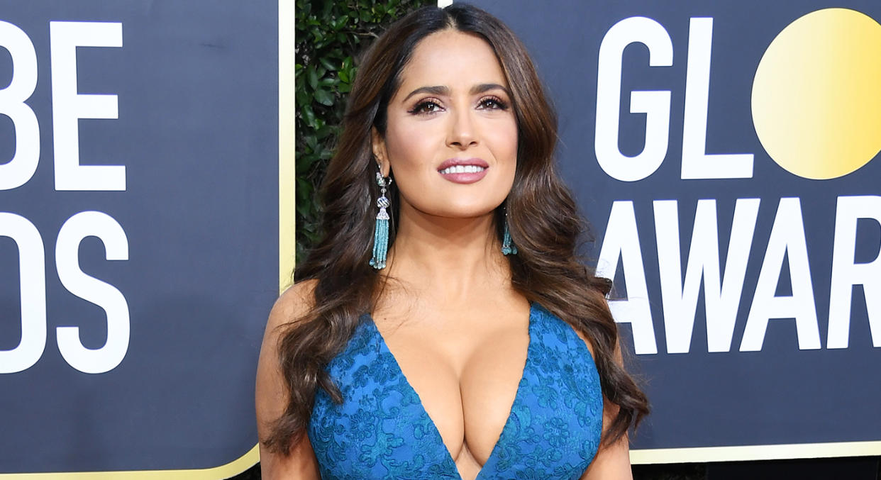 Selma Hayek's Charlotte Tilbury lipstick from the Golden Globes is now available to purchase. [Photo: Getty]