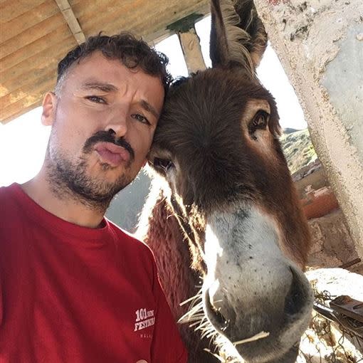 Fernández和寵物驢巴爾多梅菈。（圖／翻攝自IG baldomerayyo）