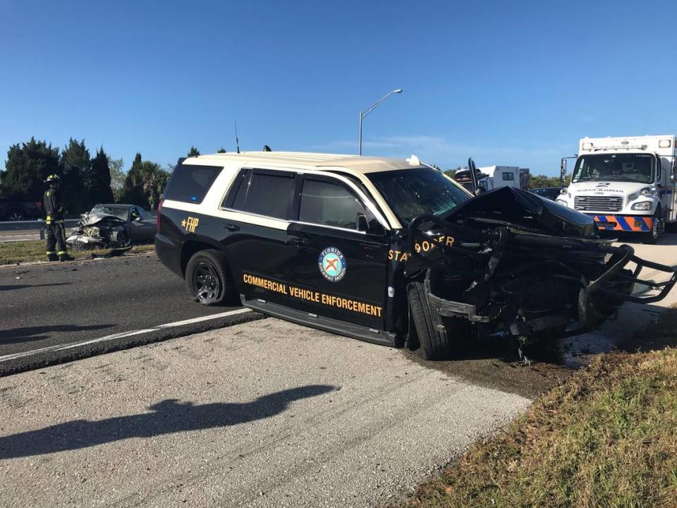 A Sarasota woman has been arrested for DUI after Florida Highway Patrol says she went through an interstate closure for a pedestrian event and crashed into an FHP vehicle on March 6, 2022.