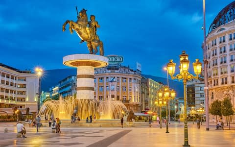 Greece accuses Macedonia of appropriating its ancient heroes such as this giant statue of Alexander the Great in Skopje - Credit: Jan Wlodarczyk/Alamy