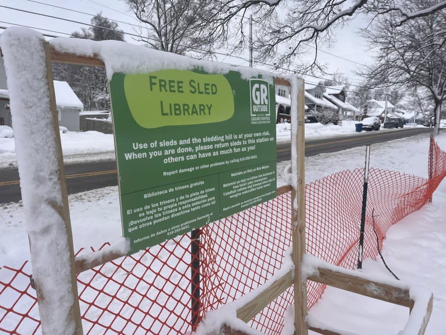 The Free Sled Library at Richmond Park. (Jan. 17, 2024)