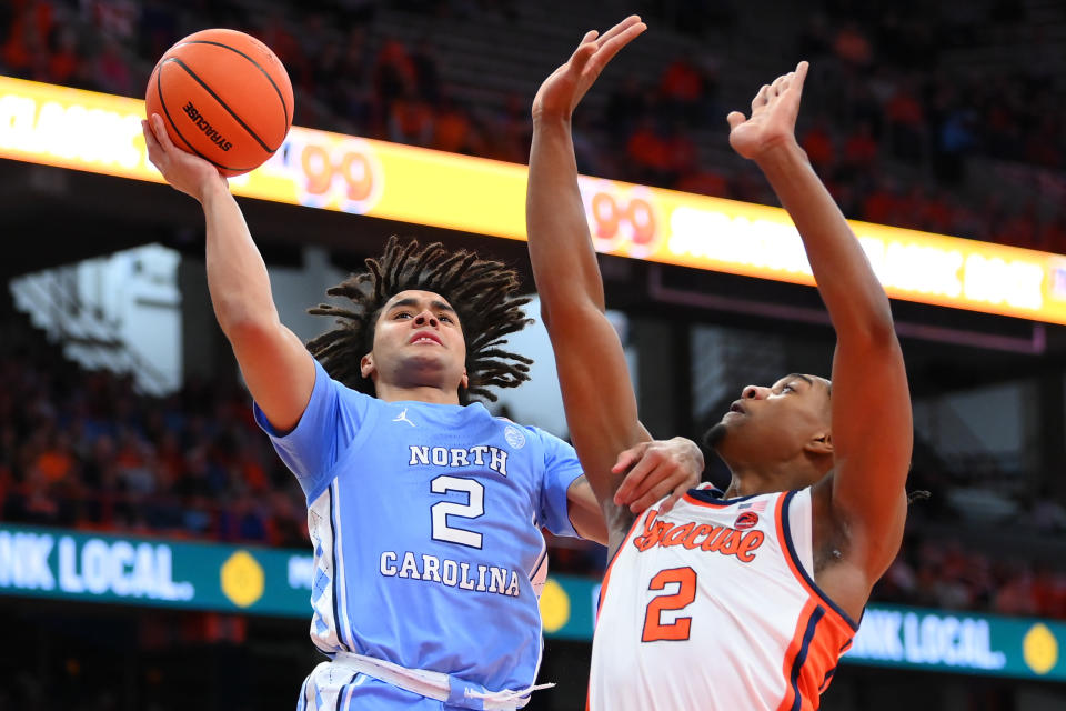 JJ Starling, right, and the Orange upset Elliot Cadeau and the Tar Heels. (Rich Barnes/Reuters)