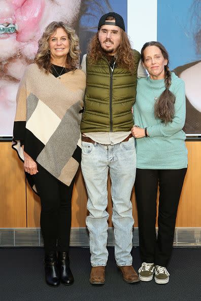 Cam Underwood with his mother Bev Bailey-Potter (left) and Sally Fisher (r), the mother of the son whose face was used in the transplant (Photo by Monica Schipper/Getty Images for NYU Langone).