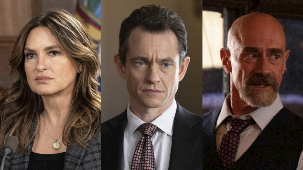  Mariska Hargitay on SVU Season 25, Hugh Dancy on Law & Order Season 23, Christopher Meloni on Organized Crime Season 4. 