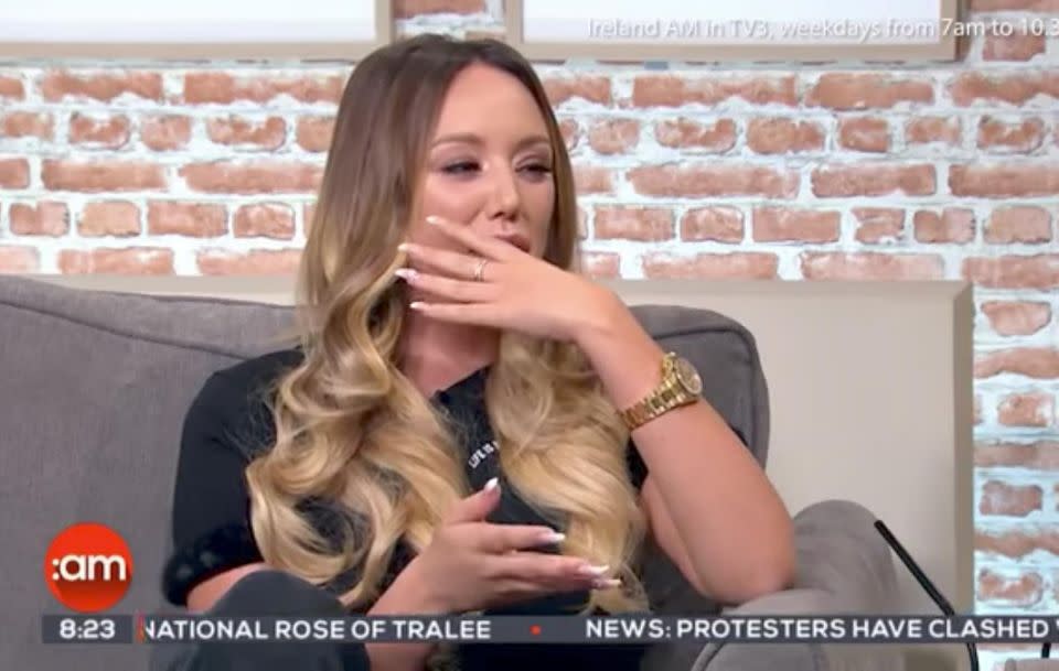 Charlotte got emotional on live television yesterday about Gaz's pregnancy announcement. Source: Ireland AM / TV3