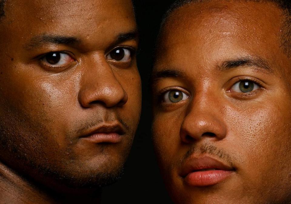 6/21/04 (L-R) Former Independence high stars CJ and Chris Leak will start against each other in September when CJ’s Tennessee Vols battle Chris’ Florida Gators on national tv. JEFF SINER/STAFF