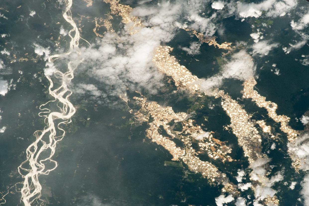 <p>This image of Peru’s Amazon rainforest was captured by an astronaut from the International Space Station</p> (Nasa)