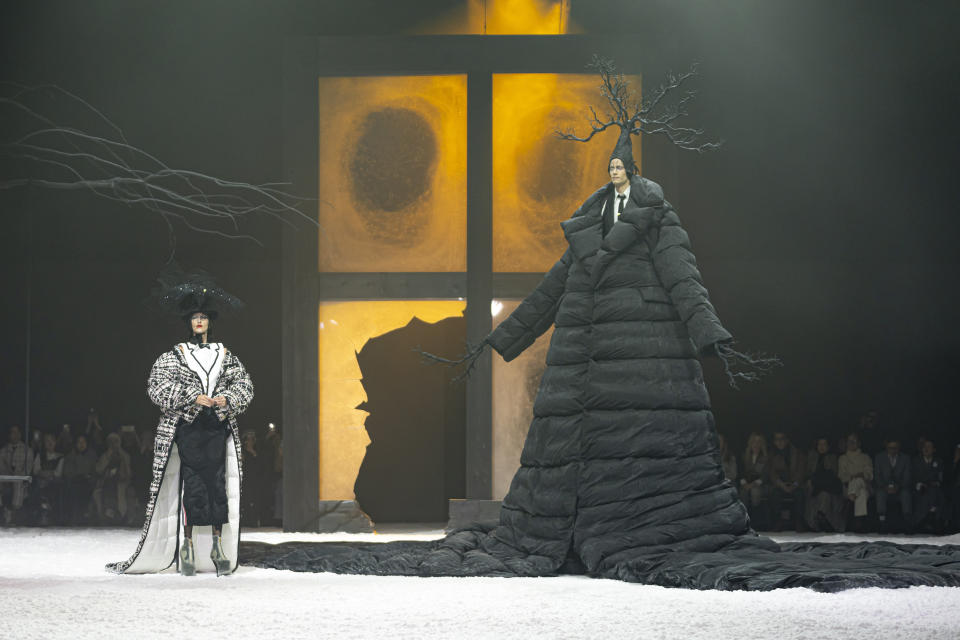 A model walks the runway during the Thom Browne fall/winter 2024 fashion show during New York Fashion Week, Wednesday, Feb. 14, 2024, in New York. (AP Photo/Peter K. Afriyie)