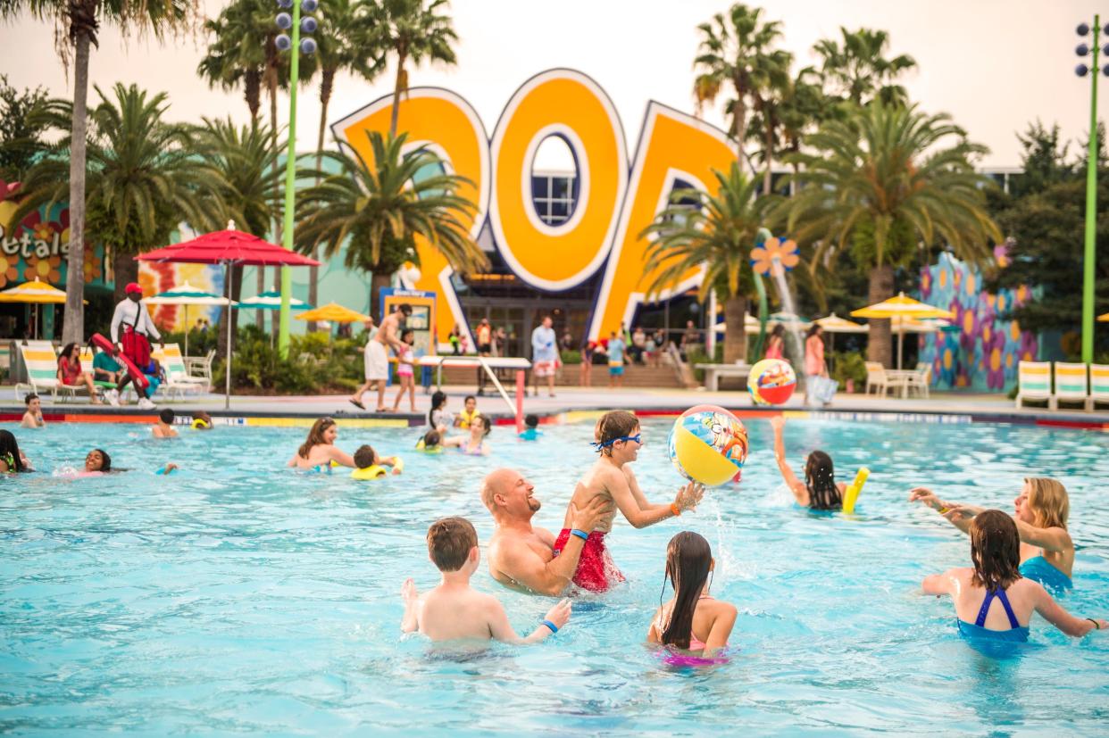Many guests hit the pool during breaks from the parks. The Hippy Dippy Pool is located in the 1960s section of Disney's Pop Century Resort.