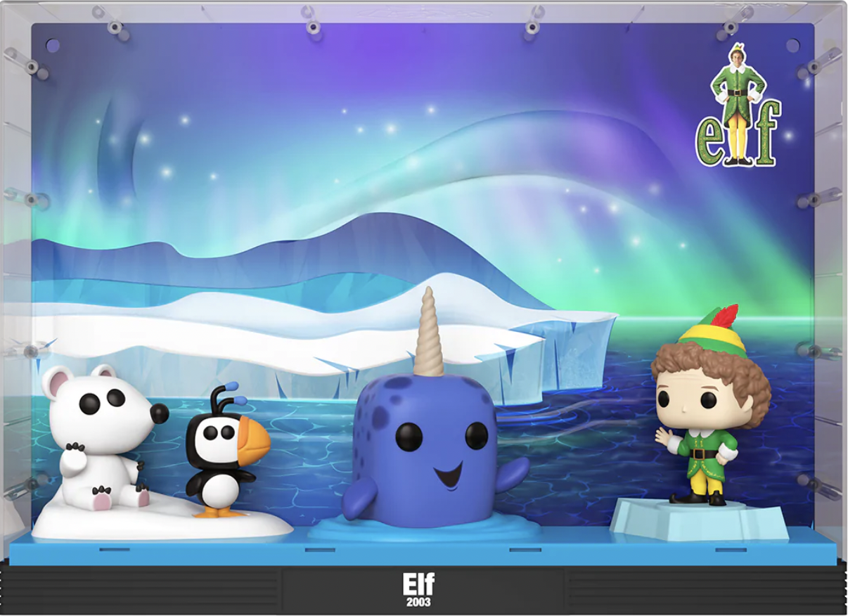 Break the ice this holiday season with a festive Pop! Deluxe Moment scene from Elf. In this Walmart-exclusive Pop! Moment scene, Pop! Buddy Elf sails forth on a chunk of ice, waving good-bye to Pop! Polar Bear Cub, Pop! Arctic Puffin, and Pop! Mr. Narwhal. Embark on a magical journey and expand your Pop! Movie Moment collection. Vinyl collectible is approximately 13-inches tall and 18-inches wide. (Image: Funko)