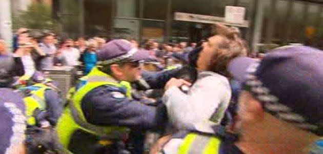 Several arrests made during student rally over education funding cuts in Melbourne's CBD. Photo: 7News