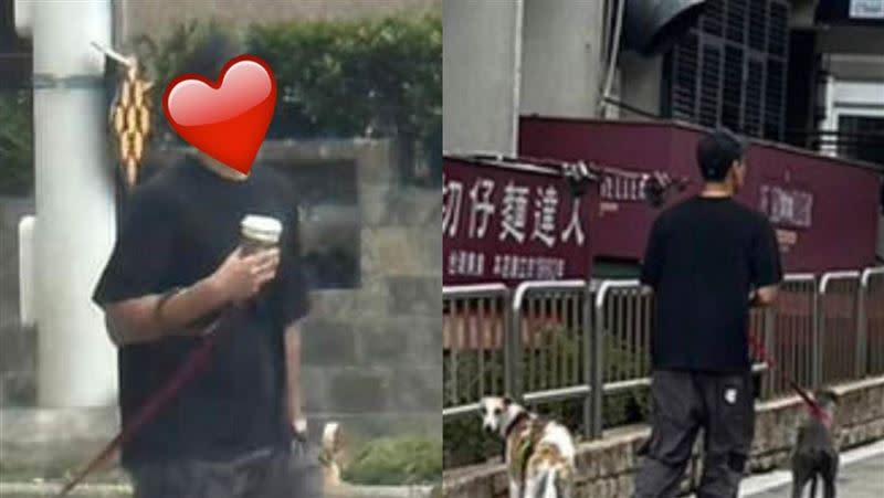 網友捕捉野生男神彭于晏帶愛犬逛大街。（圖／翻攝《靠北天母幫》社團）