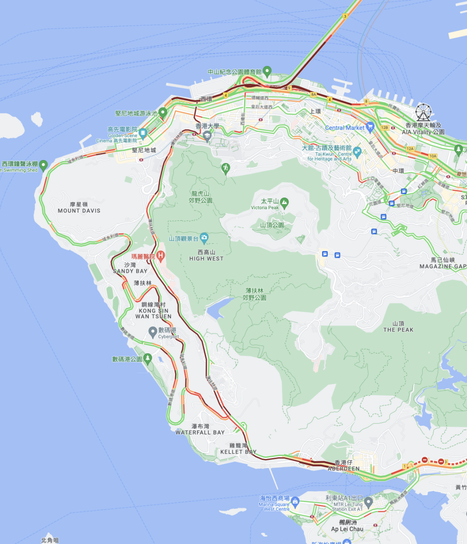 即時路況，8 月 7 日 08:55 擷取 Google 地圖。