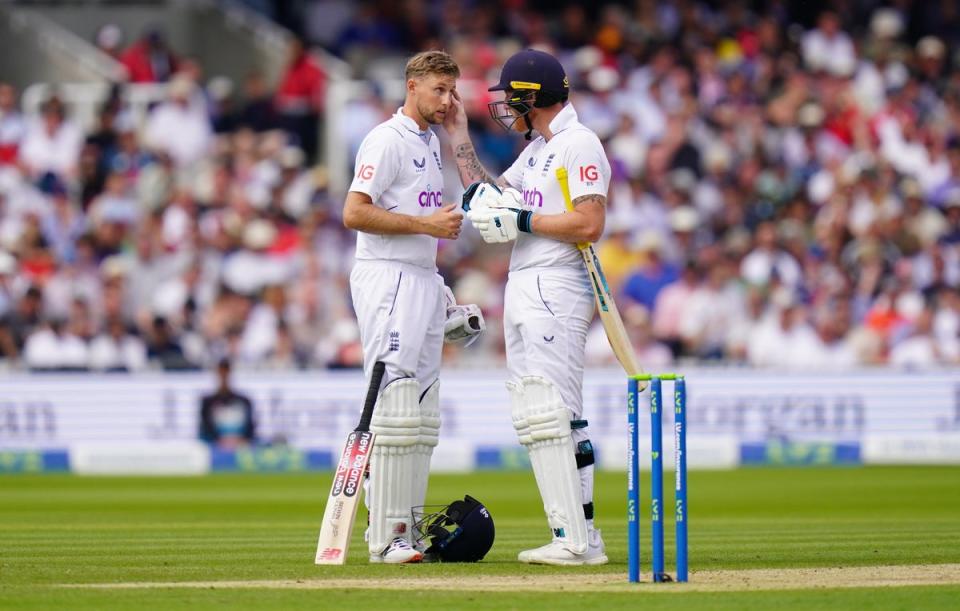 Root (left) and Stokes were unbeaten at tea (Adam Davy/PA) (PA Wire)