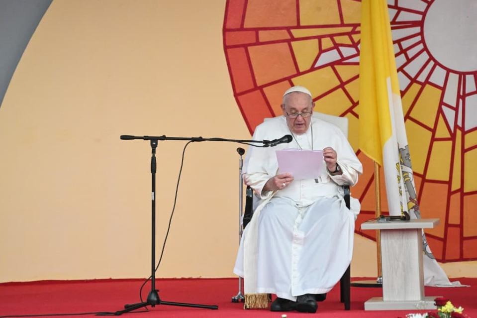 Le pape François, le 31 janvier 2023, à Kinshasa en République démocratique du Congo. - TIZIANA FABI / AFP