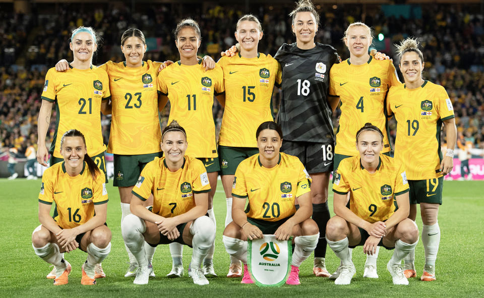 The Matildas squad, pictured here at the Women's World Cup in 2023.