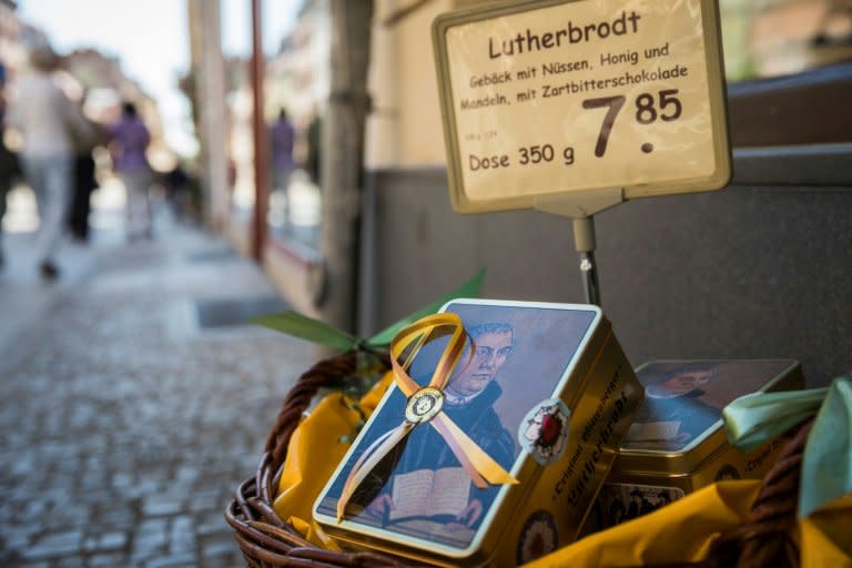 The German town of Wittenberg is cashing in on its 16th century resident Martin Luther, with many items bearing his image