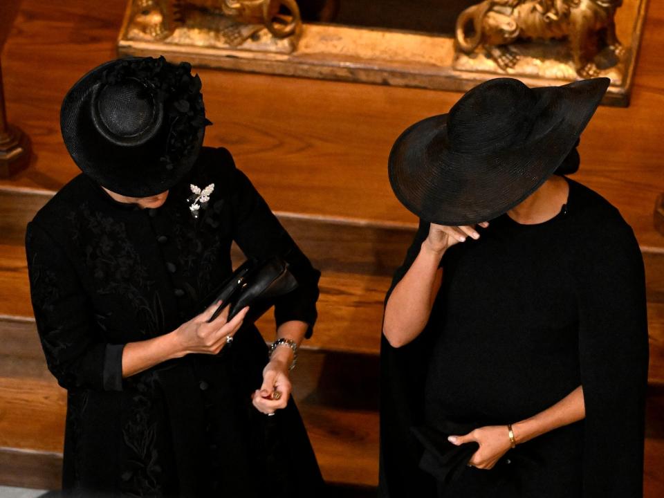 Sophie, Countess of Wessex, and Meghan Markle at Queen Elizabeth II's funeral.