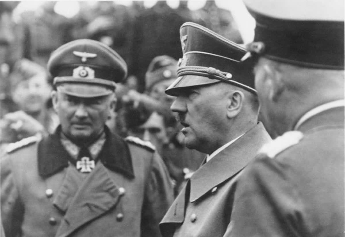 German Field Marshal Von Kluge (pictured, left, with Hitler earlier in the war) knew about the plan to kill the Nazi leader   (Deutsches Bundesarchiv)