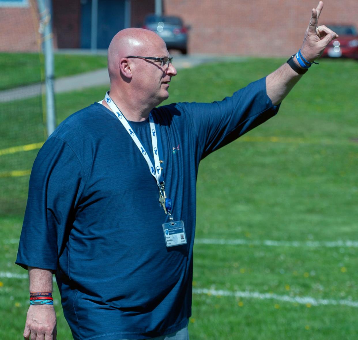 Franklin High School track coach Mark Rudolph at practice, May 2, 2024.