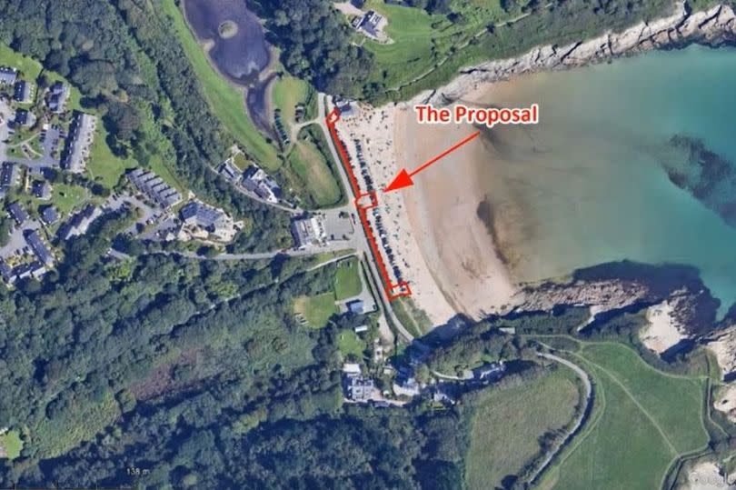 An aerial image shows where the ANPR system would be installed in relation to Maenporth beach