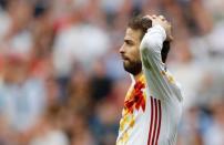 Football Soccer - Italy v Spain - EURO 2016 - Round of 16 - Stade de France, Saint-Denis near Paris, France - 27/6/16 Spain's Gerard Pique reacts REUTERS/John Sibley Livepic