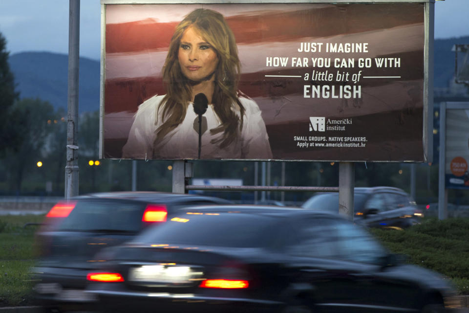 The billboards appeared in the Croatian capital Zagreb: Darko Bandic/AP