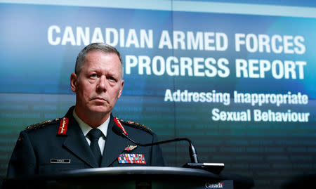 Canada's Chief of Defence Staff General Jonathan Vance takes part in a news conference upon the release of a progress report on addressing inappropriate sexual behaviour in the Canadian Armed Forces, in Ottawa, Ontario, Canada August 30, 2016. REUTERS/Chris Wattie