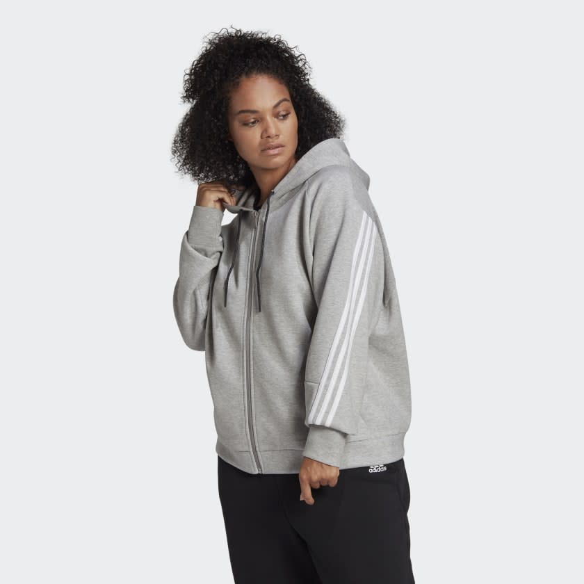 Wrapped 3-stripes Full-zip Hoodie (Plus Size). Image via Adidas.