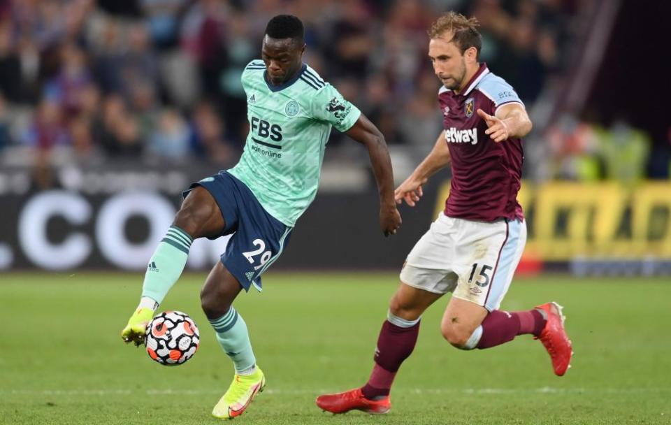 Leicester’s Patson Daka (left), in action here against West Ham, is one of the Zambian beneficiaries of the new transfer regulations.