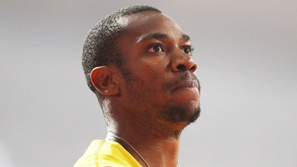 100m world champ Yohan Blake staring after a heat.