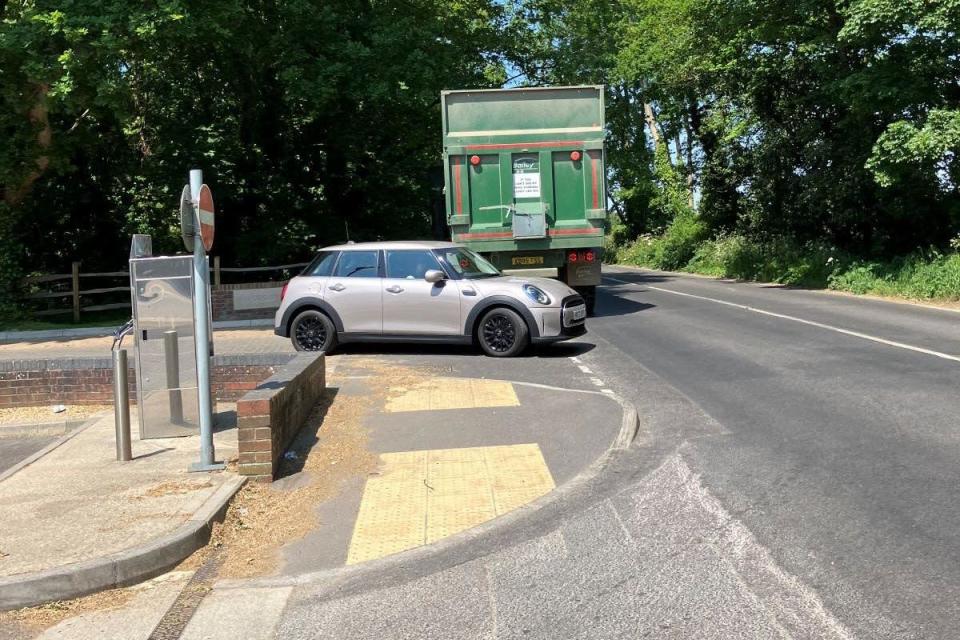 Residents say visibility is 'severely restricted' for motorists leaving the industrial estate. Photo: contributed