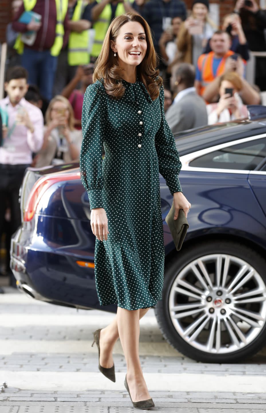 <p>For a day of engagements, Kate stepped out in <a href="https://go.redirectingat.com?id=74968X1596630&url=https%3A%2F%2Fus.lkbennett.com%2Fproduct%2FDRMORTIMERSILKPrintGreen%7EMortimer-Dotted-Silk-Dress-Green&sref=https%3A%2F%2Fwww.redbookmag.com%2Flife%2Fg34824194%2Fkate-middleton-fashion%2F" rel="nofollow noopener" target="_blank" data-ylk="slk:a festive green polka dot dress;elm:context_link;itc:0;sec:content-canvas" class="link ">a festive green polka dot dress</a> and paired the look with an olive clutch and matching heels.</p><p><a class="link " href="https://go.redirectingat.com?id=74968X1596630&url=https%3A%2F%2Fus.lkbennett.com%2Fproduct%2FDRMORTIMERSILKPrintGreen%7EMortimer-Dotted-Silk-Dress-Green&sref=https%3A%2F%2Fwww.redbookmag.com%2Flife%2Fg34824194%2Fkate-middleton-fashion%2F" rel="nofollow noopener" target="_blank" data-ylk="slk:Shop the Dress;elm:context_link;itc:0;sec:content-canvas">Shop the Dress</a></p>