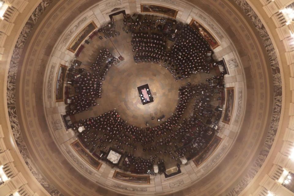 10) The former president's remains are placed in the Rotunda.