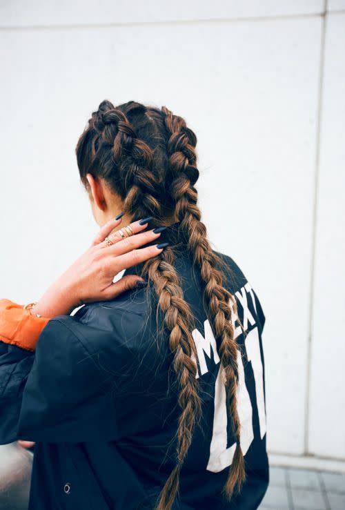 <p>Possibly one of the most popular hairdos at the moment - two plait braids. There’s no argument, it just looks too darn cool.<i><a href="https://uk.pinterest.com/pin/200410252144871173/" rel="nofollow noopener" target="_blank" data-ylk="slk:[Photo: Pinterest];elm:context_link;itc:0;sec:content-canvas" class="link "> [Photo: Pinterest]</a></i></p>