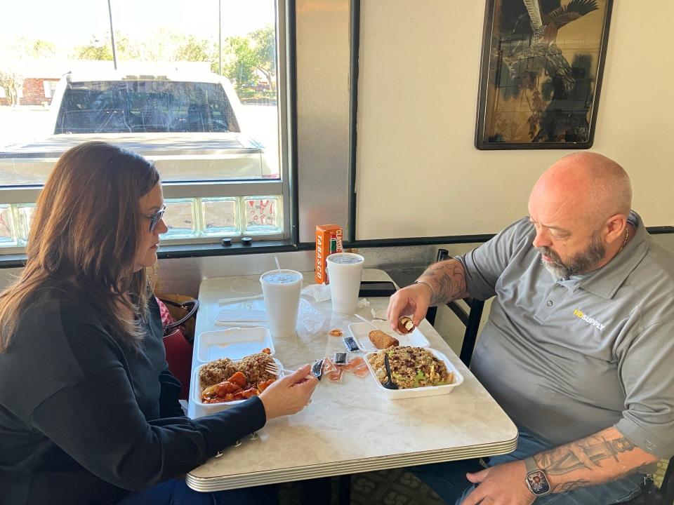 Longtime customers Sherri and Scott Lowther came in for a last lunch on Wednesday, Jan. 31, 2024, the last day of business at Lee's Dragon on Jacksonville's Westside. After 36 years, the family-owned Chinese restaurant closed.