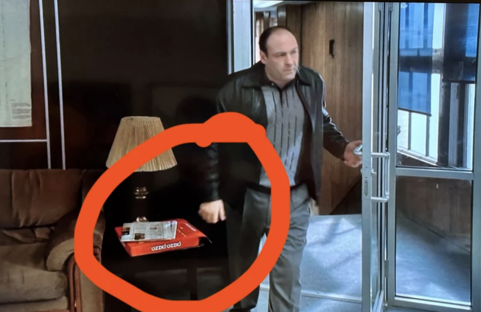 A pizza box in this shot of "The Sopranos"