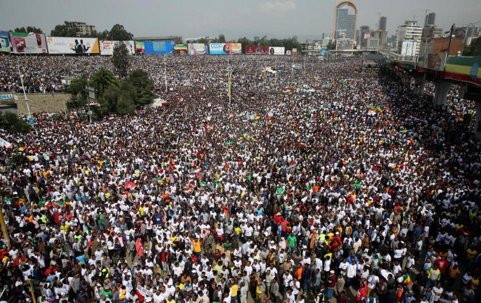 There was mass support for Abiy Ahmed at the rally in Addis Ababa (REUTERS)