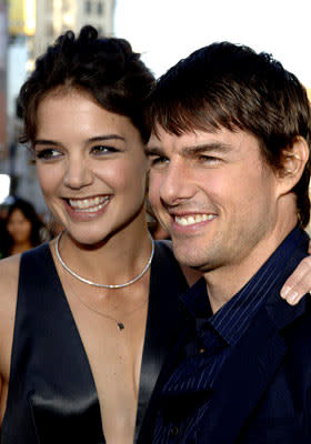 Katie Holmes and Tom Cruise at the Hollywood premiere of Warner Bros. Pictures' Batman Begins