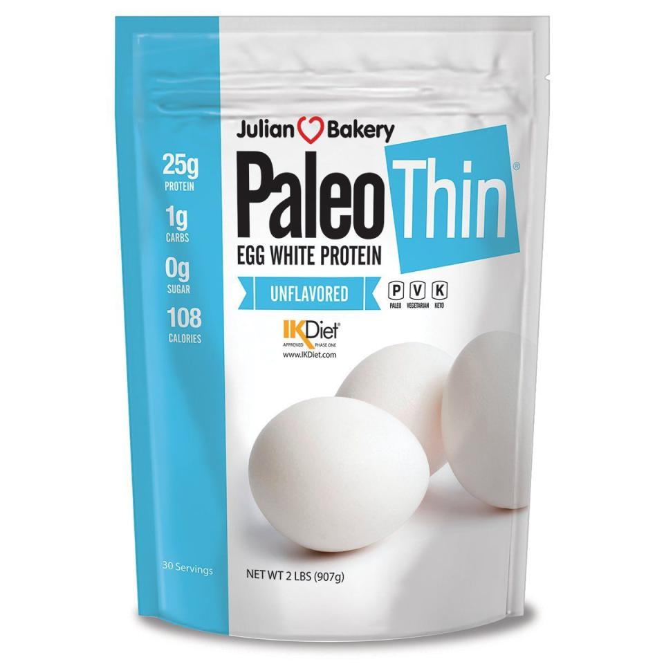 <p>Julian Bakery Paleo Thin Protein Powder</p><p>amazon.com</p><p>$69.99</p><p><a href="https://www.amazon.com/dp/B06XF5GT2G?tag=syn-yahoo-20&ascsubtag=%5Bartid%7C2141.a.20440938%5Bsrc%7Cyahoo-us" rel="nofollow noopener" target="_blank" data-ylk="slk:Shop Now;elm:context_link;itc:0;sec:content-canvas" class="link ">Shop Now</a></p><span class="copyright">Amazon</span>