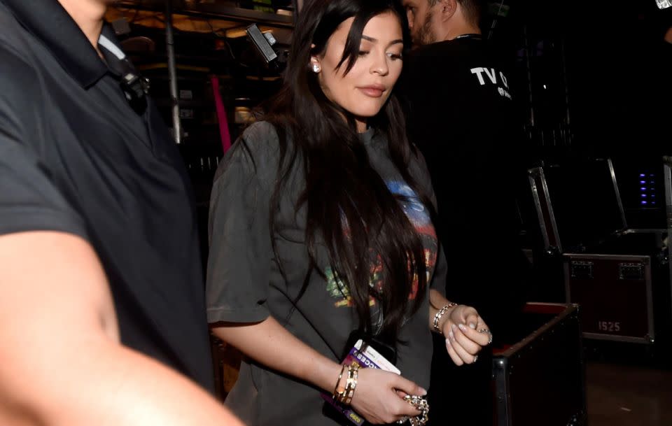 Kylie's reported pregnancy came as a shock last week although she is still yet to confirm the news herself. The star is pictured her at the weekend in Las Vegas. Source: Getty