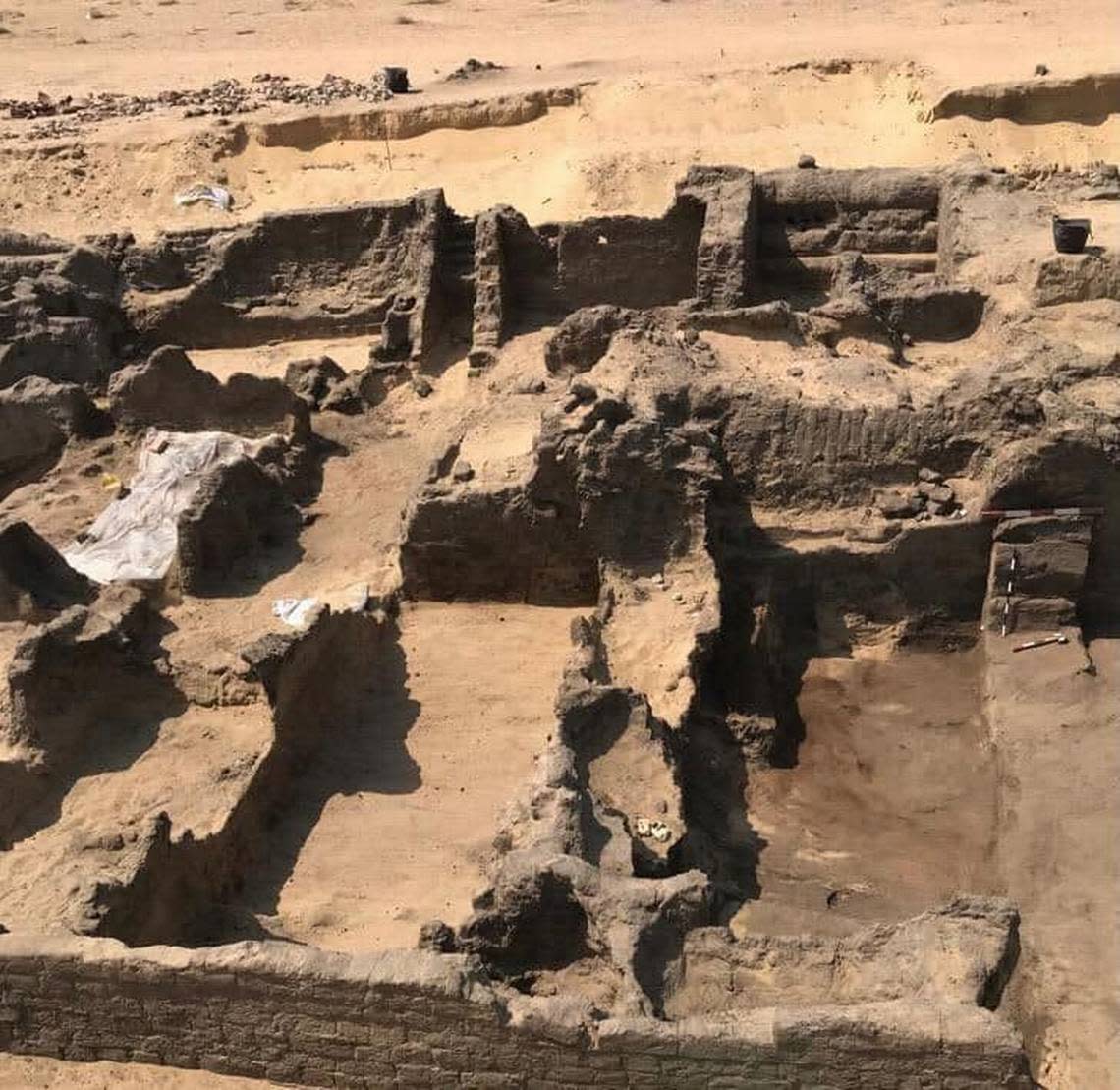 Remains of structures at the ancient cemetery. Photo from Egypt's Ministry of Tourism and Antiquities