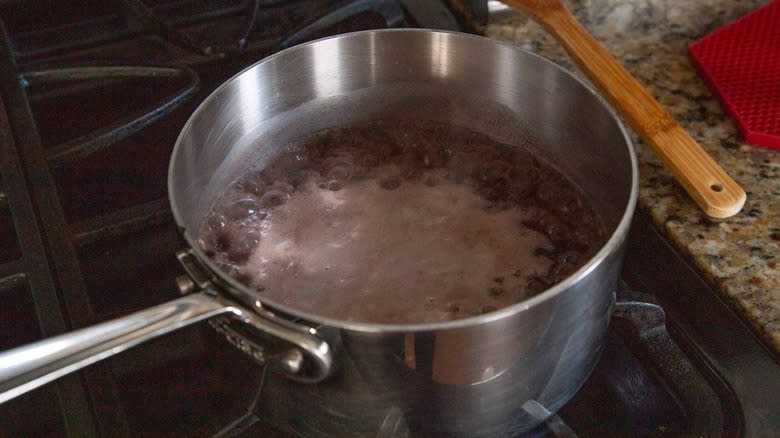 rice and beans in pan